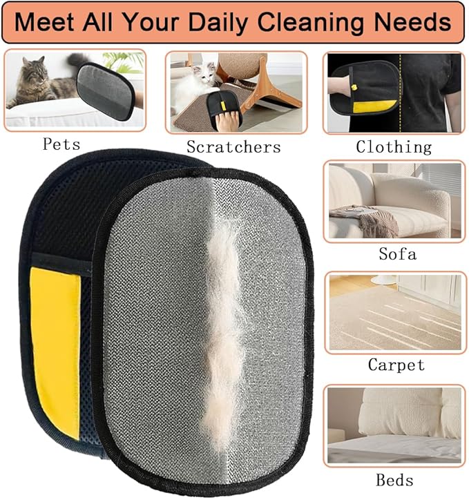 MERRYGOLD 2PCS Pet Hair Removal Glove for Cats and Dogs, Electrostatic Pet Hair Remover Glove, Reusable Magic Brush Pet Hair Remover for Bed, Clothing, Couch, Carpet, Car Seat