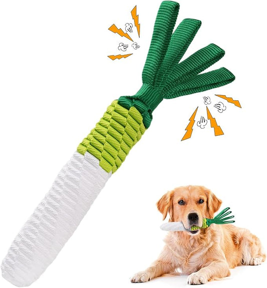 Dog Rope Toy, Tug of War Dog Toy, Cute Carrot Dog Toy with Crinkle Paper Tags, Radish