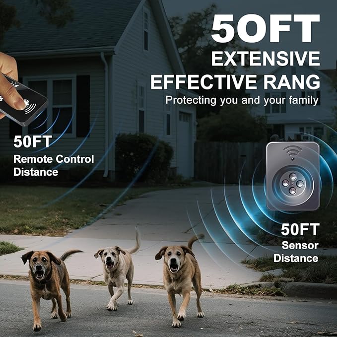 Ultimate Ultrasonic Bark Control Device for Dogs - 50ft Remote & Auto Sensor Modes | Weatherproof Anti-Bark Deterrent | Handheld Remote Training Tool | Stop Excessive Barking Humanely