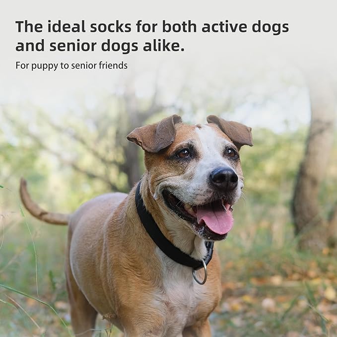 PUPTECK Anti-Slip Dog Socks with Double Sides Grips for Small Medium Large Dogs Hardwood Floors Prevents Licking, Dog Shoes for Hot Pavement Traction Control Paw Protector for Senior Dogs, Grey XXL