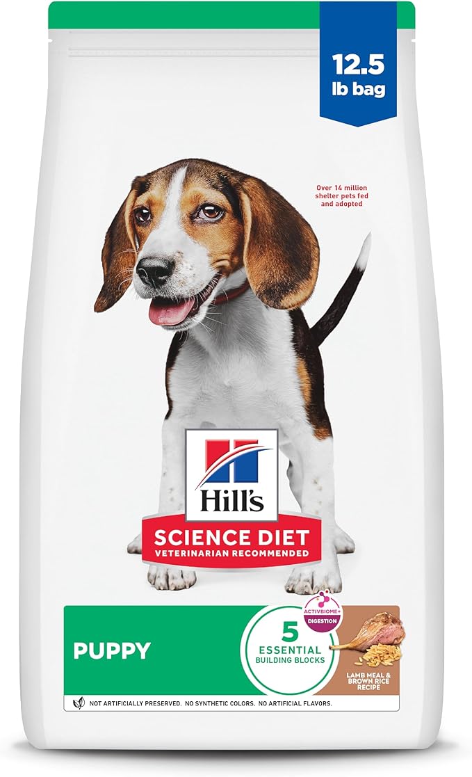 Hill's Science Diet Puppy, Puppy Premium Nutrition, Dry Dog Food, Lamb & Brown Rice, 12.5 lb Bag