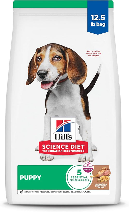 Hill's Science Diet Puppy, Puppy Premium Nutrition, Dry Dog Food, Lamb & Brown Rice, 12.5 lb Bag