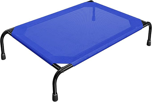 Simple Trending Raised Dog Bed for Large Dogs, Waterproof XL Dog Cot, Outdoor Cooling Elevated Pet Bed, 47.75" x 30.5", Blue