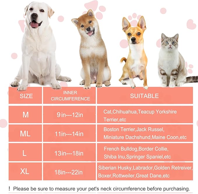 Inflatable Dog Cone Collar for Large Medium Small Dogs, Soft Dog Donut Collar Adjustable Recovery Cone for Pets After Surgery, Extra Enhanced Anti-Licking Guard Shield for Pets (Large, Orange)