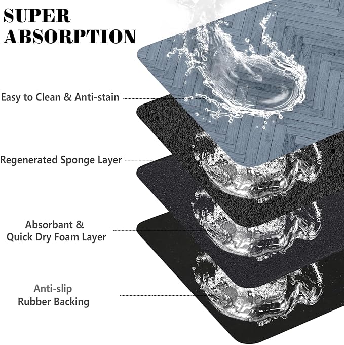 Dog Food Mats for Floors Absorbent, Pet Cat Food Mat - Quick Dry Dog Bowl Mats for Food and Water, Eco-Friendly Boho Pet Supplies