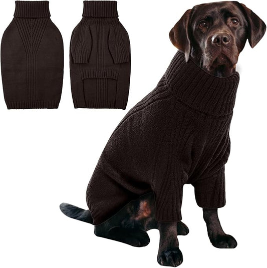 IECOii XXXL Dog Sweater,Warm Dog Sweaters for Extra Large Dogs Girl Boy,Stretchy & Cozy,Turtleneck Knitted Pullover for Pet Wear On Holiday,Easy On Doggy Sweatshirt for Labrador (Brown,XXXL)