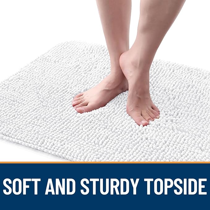 OLANLY Dog Door Mat for Muddy Paws 59x35, Absorbs Moisture and Dirt, Absorbent Non-Slip Washable Doormat, Quick Dry Chenille Mud Mat for Dogs, Entry Indoor Entryway Carpet for Inside Floor, White