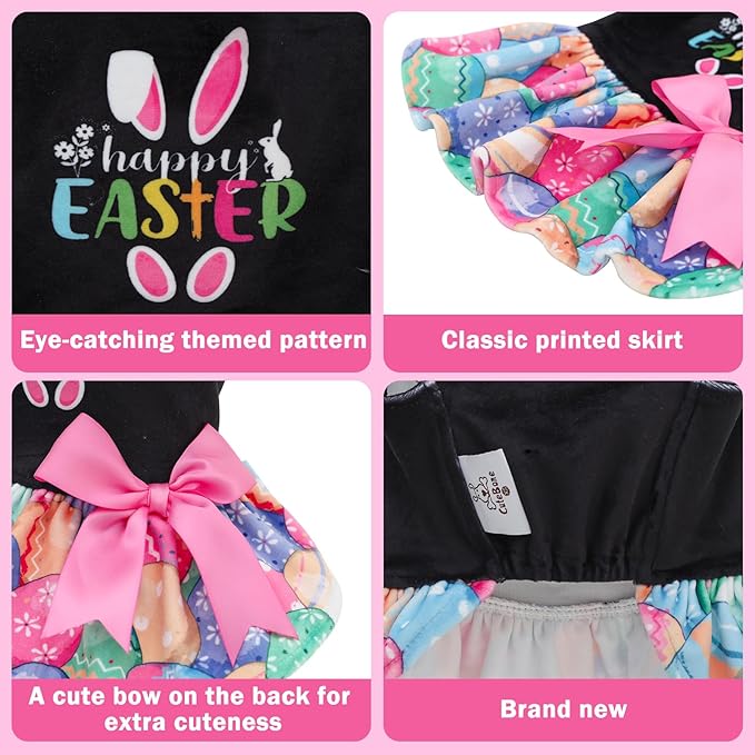 CuteBone Velvet Dog Dresses Happy Easter Day for Small Dogs, Stylish & Soft Fabric, Comfortable Fit for Everyday Wear, Perfect for Special Occasions NCVA08M-D