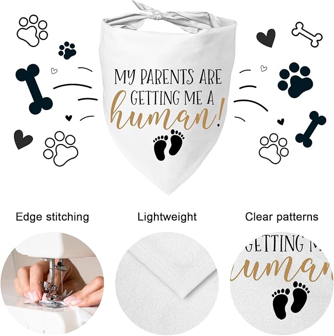 My Parents are Getting me a Human, Pregnancy Announcement Dog Bandana, Gender Reveal Photo Prop Pet Scarf Accessories,Pet Accessories for Dog Lovers (Color)