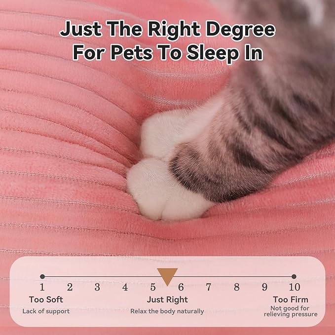 Cat Dog Bed for Pets, Rectangle Pet Bed Gift for Puppy and Kitten, Machine Washable Calming Fluffy Pet Couch Sofa for Indoor Outdoor, Portable Soft Cat Bed with Non-Slip Bottom (Small, Pink)