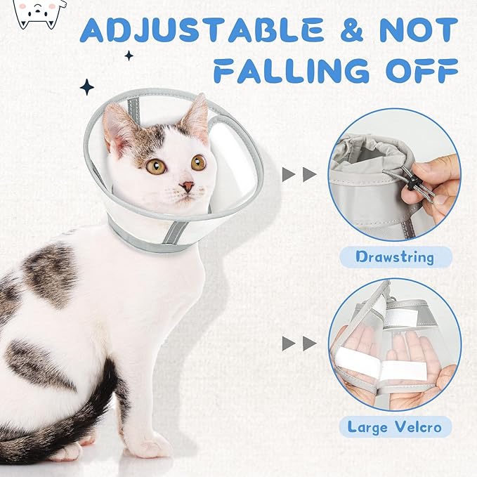 Supet Cat Cone Collar Soft, Air Mesh Recovery Collar to Stop Licking, Breathable Neck Cone Alternative for Small Kitten, Lightweight Cat Head Cone Anti Scratch (M)