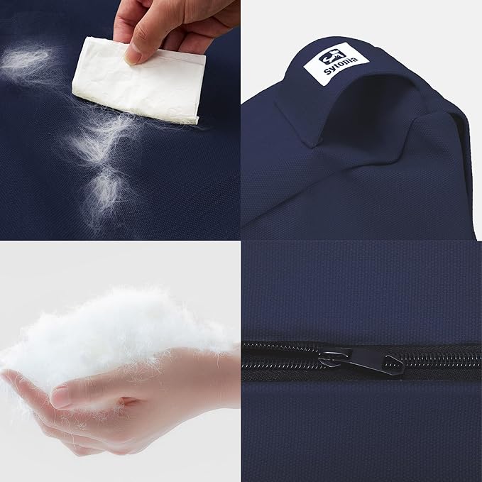 Sytopia 36 Inch Canvas Dog Bed for Large and Medium Dogs, Outdoor and Indoor Pet Bed, Waterproof Washable Removable Cover, Patio Pet Pad, Dark Blue