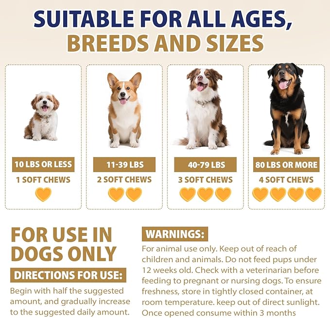 Hip and Joint Supplement for Dogs 200 Hemp Dog Calming Chews with Glucosamine, Chondroitin, Msm, Omega 3, Melatonin for Senior Dogs Anxiety, Dog Pain Relief Anti Inflammatory Small/Medium/Large Breed