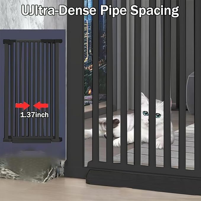 51 Inch Extra Tall Baby Gate Auto Close Cat Gate Adjustable 29.92"-43" Wide Pressure Mounted Pet Gate for Doorways,Stairs, House (Black, 51.18 inch)