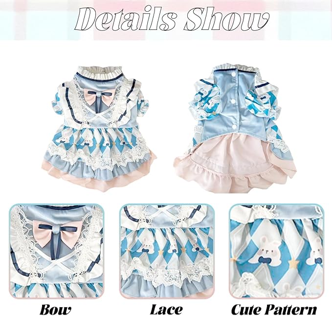 MengYu Puppy Dress Cat Lolita Dress (Sky Blue, L)