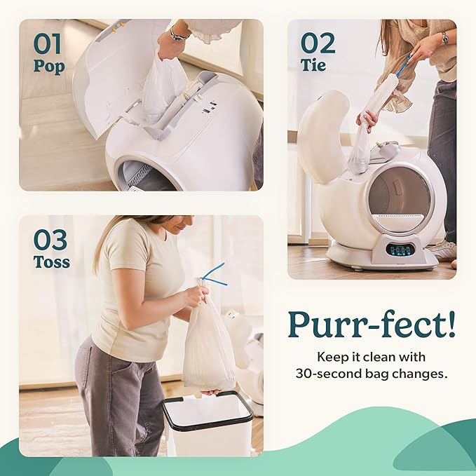 PetCove Self Cleaning Automatic Litter Box for Multi cat - XL Capacity/Quiet Operation/Odor Control/Anti-Pinch Safety/Easy App Control with Ultra Fast 5 GHz Wi-Fi - Includes Litter Bag Liners