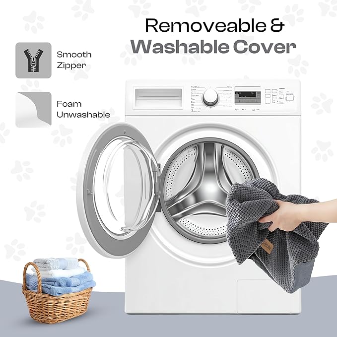 Replacement Cover for Miorun 5-Step Dog Stairs (Cover Only), Machine Washable, Anti-Slip, Fits Curved Dog Ramp for High Bed Up to 26", Light Grey