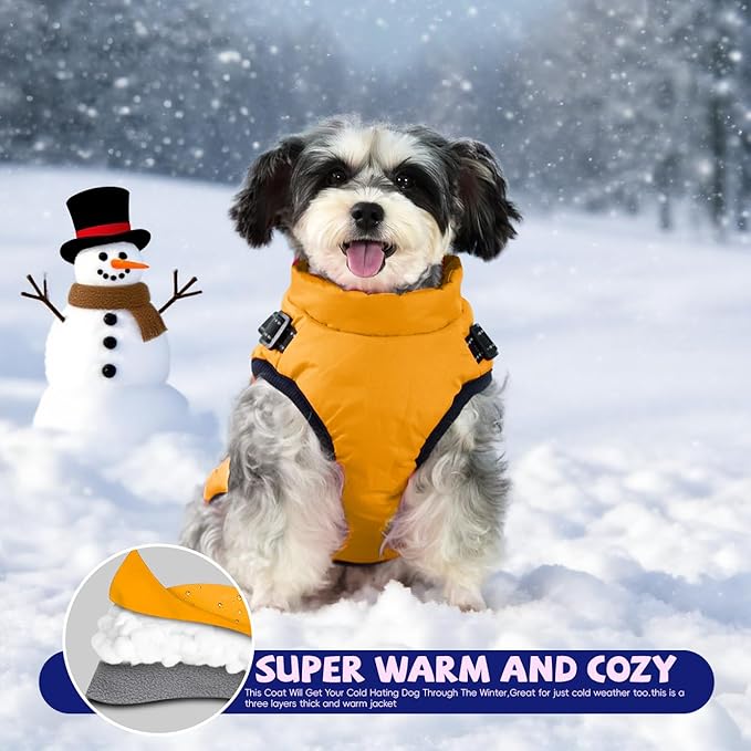 Gyuzh Dog Coat with Harness Puppy Coats Small Dog Harness Jacket Winter Waterproof Jackets for Smal Medium Large Dogs