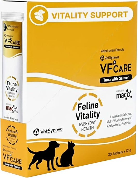 Feline Vitality Cat Supplement – Lickable Paste for Cat Immune Support & Cat Skin Allergy Relief – Daily Multi-Vitamin with Omega 3, Biotin, Prebiotics, Mac, Taurine – 30 Sachets