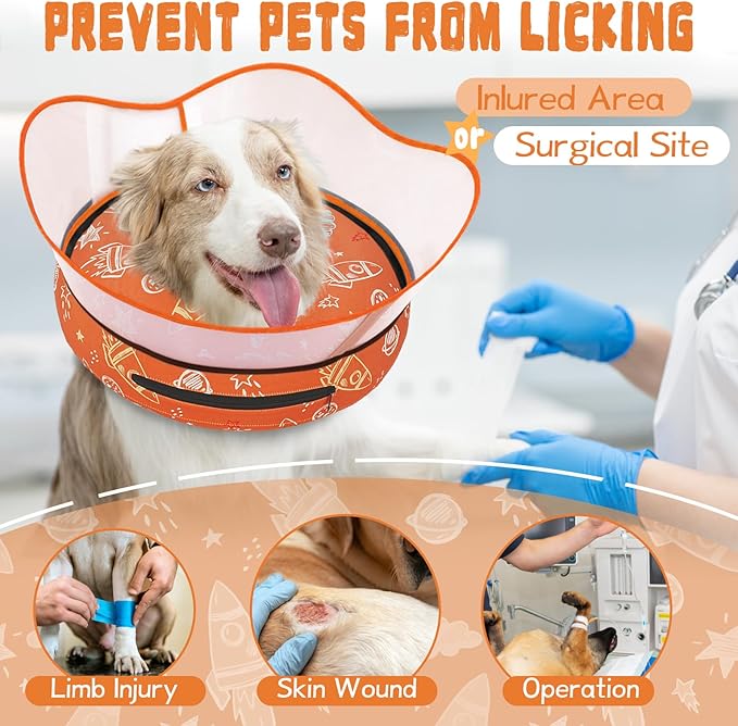 Elevated Inflatable Dog Cone Collar to Stop Licking, Doggie Donut Collar After Surgery, Soft Dog Cone Alternative for Small Medium Large Dogs