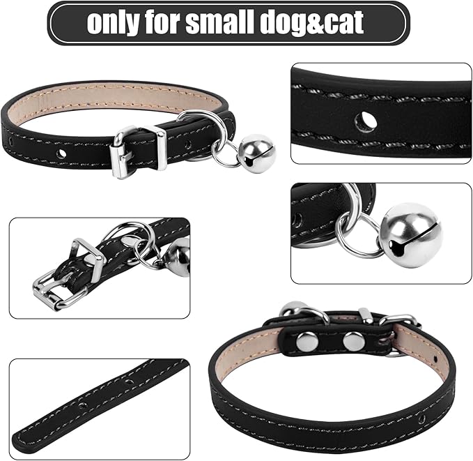 XXS Teacup Dog Collar - Black, 3/8 inch Width for Small Dogs & Cats