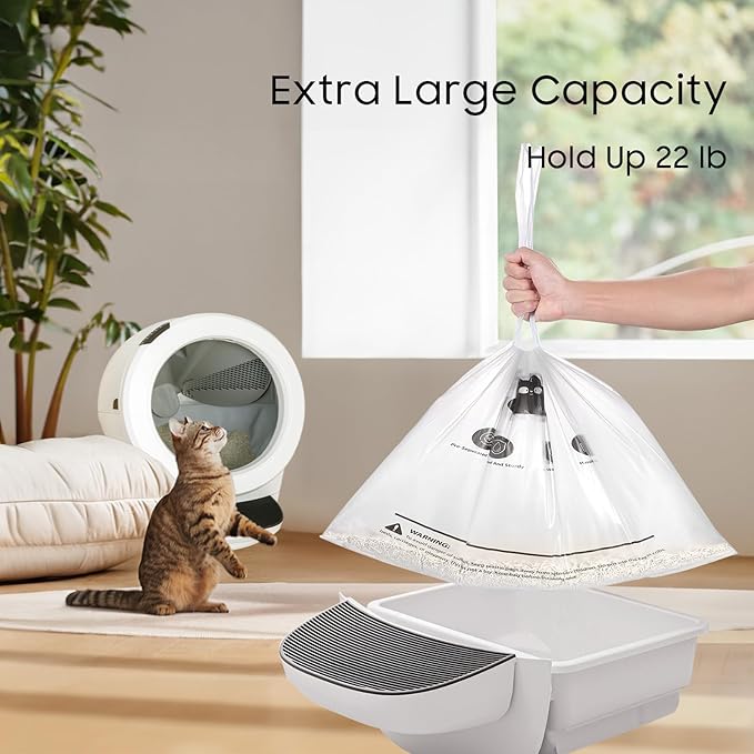 Cat Litter Box Robot 4 and 3 Waste Bags, 120 Pack Automatic Litter Box Bags, Thick Heavy Duty Cat Litter Box Liner Bags - Transparent, Sensor-compatible