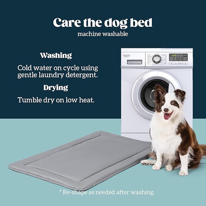 Cybarmour Chew Proof Dog Crate Pad - Outdoor Indestructible Dog Bed - Tough - Potable - Machine Washable - Water & Dirt-Resistant - Jumbo Breeds & Fits 54-Inch Crate - 53"x35", Limestone