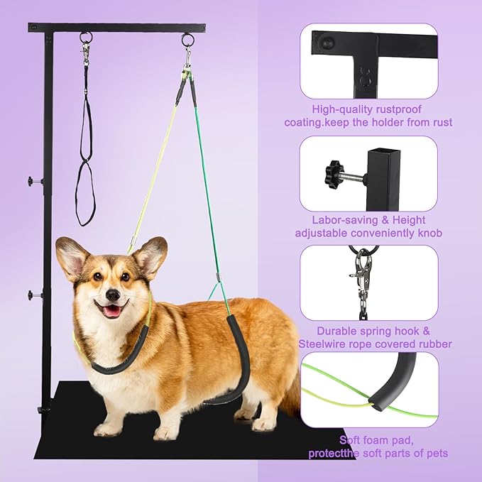Dog Grooming Slings for Small Dogs, Pet Supplies Grooming Table for Dogs at Home, Dog Hanging Harness Holder for Grooming Table, and Small pet Grooming Nail Trimming.