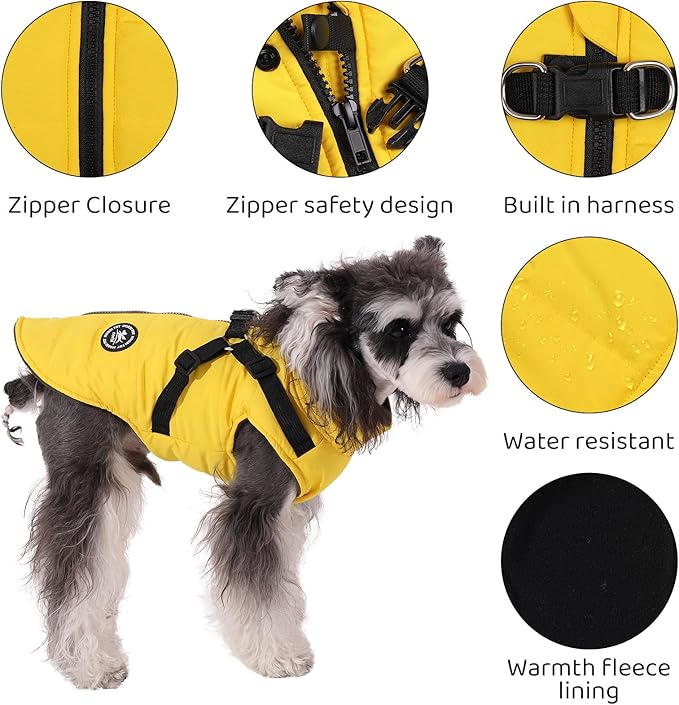 Norbi Dog Coat - Winter Jacket with Built-in Harness, Adjustable for Small to Large Dogs, Warm for Cold Weather