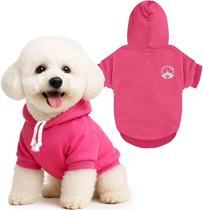 PETCARE Dog Hoodie Sweaters for Small Medium Dogs Cats Cute Soft Warm Fleece Puppy Sweaters Dog Clothes Hoodies Sweatshirt Reflective Fall Winter Chihuahua Yorkie French Bulldog Outfits, Hot Pink