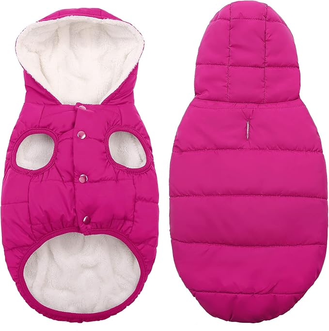 Windproof Waterproof Dog Coat Fleece & Cotton Lined Warm Jacket, Cold Weather Pet Apparel Clothes Vest for Small Medium Large Dog (XS, Pink)