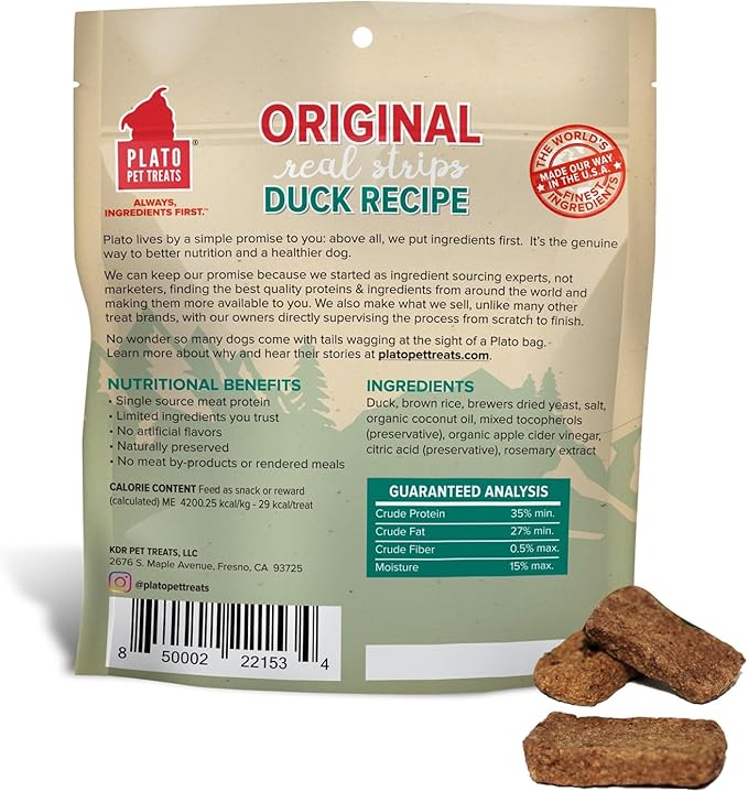 PLATO Original Real Strips Duck 3oz, Natural (850002221534)