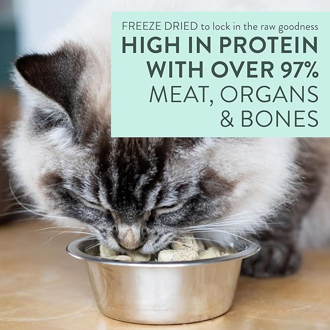 Meow Freeze Dried Cat Food - Wild Venison Recipe, High Protein Treats, Meals & Toppers, Dry Cat Food, 9.9 oz