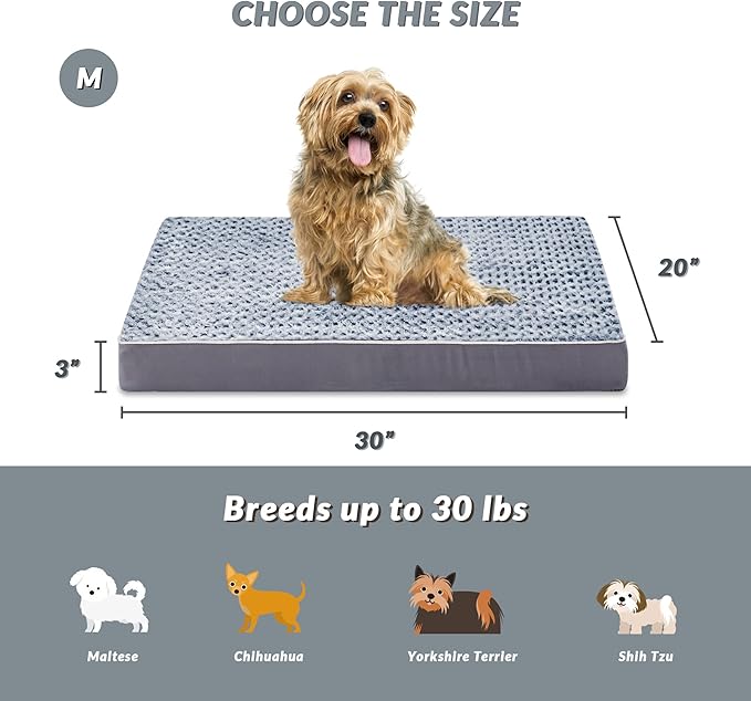 Figopage Orthopedic Memory Foam Dog Bed for Large Dogs, Waterproof Dog Crate Bed, Washable Pet Mat with Removable Cover and Nonskid Bottom