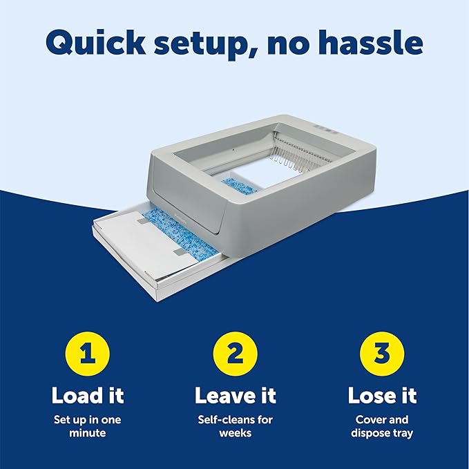 PetSafe ScoopFree Crystal Pro Self-Cleaning Automatic Litter Box - Uncovered Motion-Sensing Cat Box with Integrated Health Counter & App - Includes 1 Disposable Crystal Litter Tray