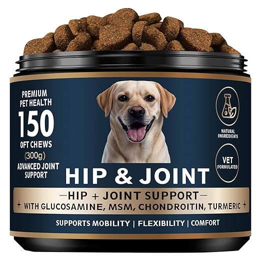 Glucosamine for Dogs - 150 Soft Chews, Hip & Joint Supplement with MSM, Chondroitin, Turmeric – Joint Support for Dogs Chicken Flavor – Vet Formulated – 2-Month Supply
