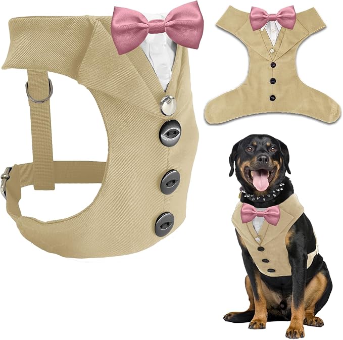 AVERYDAY Dog Tuxedo for Wedding Outfit, Dog Suit and Tie Costumes for Birthday, Halloween, Cosplay, Christmas Party, Pet Formal Wear with Bowtie, Tux for Medium Large Dogs, Bulldog, Labrador, Husky