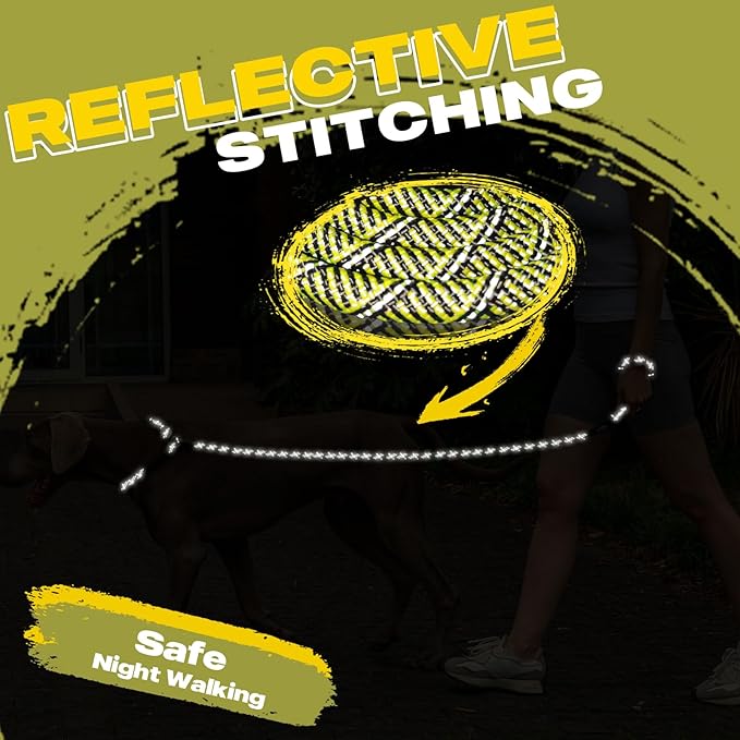 Fida Durable Slip Lead - 6 FT x 1/2" Heavy Duty Dog Loop Leash, Strong Rope Comfortable for Large, Medium Dogs, No Pull Pet Training Leash with Highly Reflective Yellow