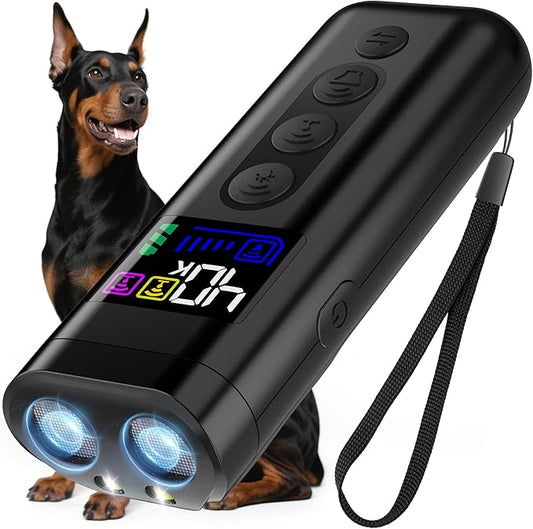 Dog Bark Deterrent Device – 65FT Range Anti Barking Device for Dogs, Stops Neighbor’s Dog Barking with 3 Ultrasonic Frequencies (25/30/40kHz) & 5 Sound Modes, for Indoor & Outdoor Training