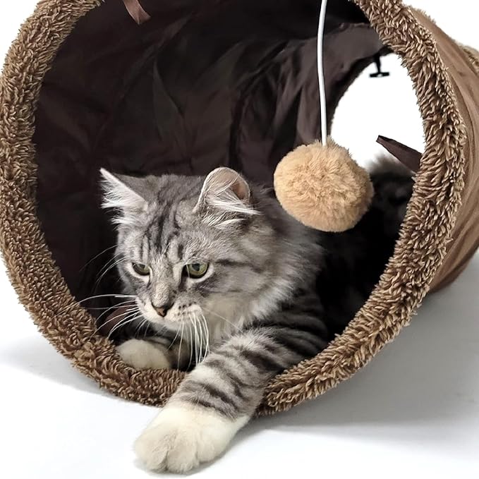 Cat Tunnel, Indoor Cat Toy, 49.2×11.4 Inch Foldable Large Tunnel, Exercise Cat Tunnel with Interactive Ball, Indoor and Outdoor Toys for Kittens, Puppies and Small Animals