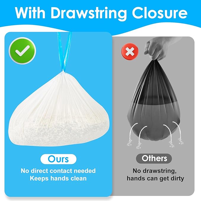 Cat Litter Bags 60Count, 26.37"x15.74" Drawstring Close Litter Box Liners for Automatic Litter Box,Thick Cat Poop Bags,Easy to Clean,Heavy Duty Robot Bag for Self-Cleaning Box