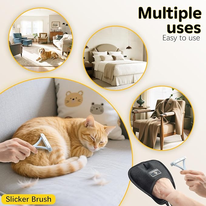 3Pcs Electrostatic Gloves Pet Hair Removal, Pet Hair Remover Glove, Washable Reusable Dogs Cats Hair Gloves for Furniture Bed Sheets Couch Clothes Carpet Car