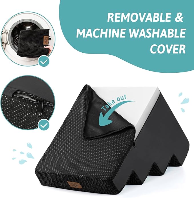 Dog Stairs for Small Dogs, 4 Tier Pet Stairs for Couch and Beds, 17.7" H Non-Slip Dog Steps for Old Cats, Puppy, Small Medium Dogs, 15.7x23.6x17.7 inch, Black