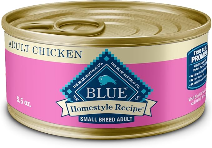 Blue Buffalo Homestyle Recipe Adult Small Breed Wet Dog Food, Made with Natural Ingredients, Chicken Recipe, 5.5-oz Cans (24 Count)