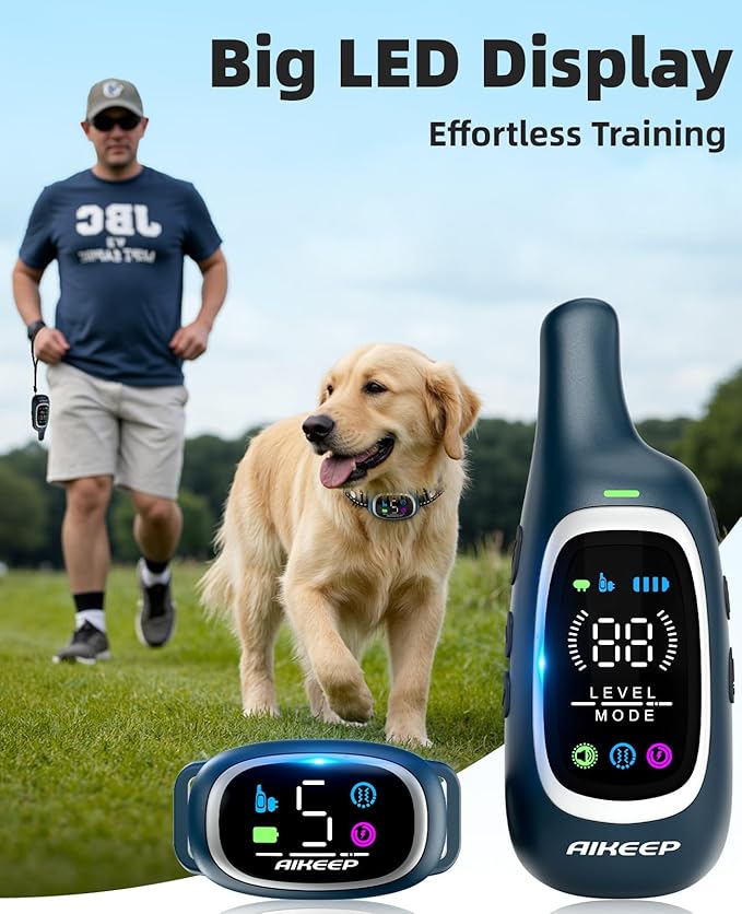 2-in-1 Dog Shock Collar and Bark Collar for Dogs – 3300FT Dog Training Collar with Remote, IP67 Waterproof e Collar with Anti-Bark/Beep/Vibration/Shock Modes for Small Medium Large Dog(8-120Lbs)