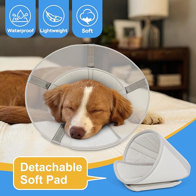 Dog Cone Collar to Stop Licking: Soft Mesh Recovery Collar After Surgery with Detachable Pad, Elizabeth Cone Alternative for Large Medium, Small Dogs, Normal Eating and Drinking (XS)