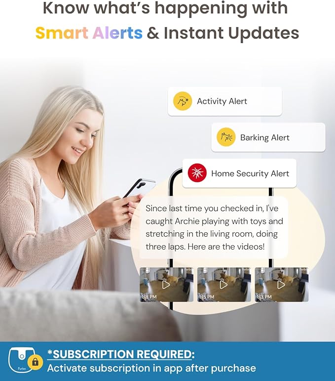 Furbo 360° Dog Camera + Mini (2-Camera Bundle Nanny Pro Subscription): Dog Safety & Home Security Alerts, Pet Camera with Speaker, Phone App & Night Vision (New Subscription Needed at Setup)