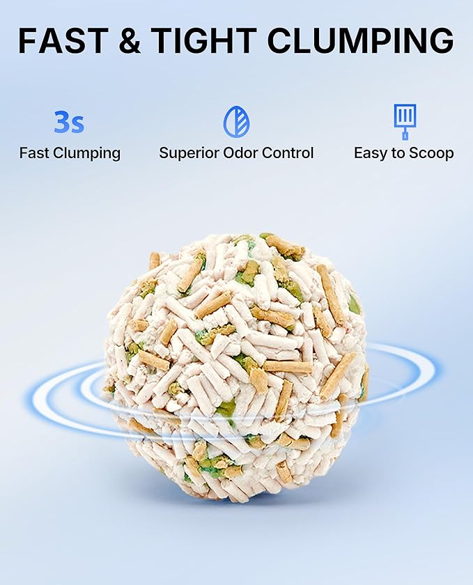 PETKIT 2025 New Urine Monitor Litter, pH Detection Tofu Litter, Superior Clumping 100% Natural Ingredients Plant Cat Litter, Dust-Free and Odor Control, Non-Sticky, Easy Scooping (5.2lb×1bag)