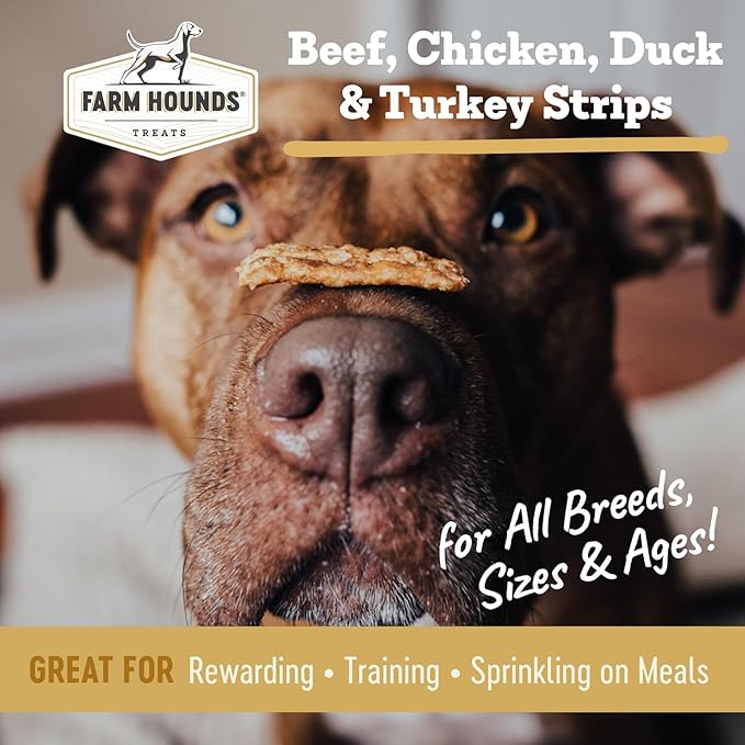 Farm Hounds - Strips Bundle - Premium Natural Jerky for Dogs - 100% Humanely Raised - Break-to-Size - Great for Training & Treats - No Added Fillers - Made in USA - 4 Pack