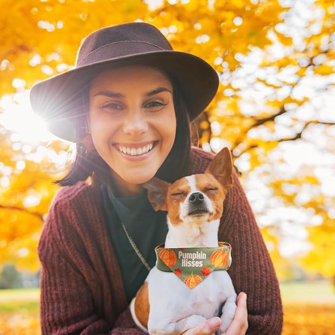 Abbylike 50 Pcs Fall Dog Bandanas Bulk Pet Scarfs Triangle Bibs Adjustable Washable Puppy Kerchief Seasonal Pet Costume Accessories Grooming Supplies for Small Medium Large Dogs Cats